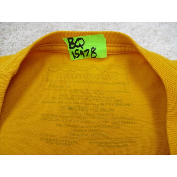 Patagonia Shirt Adult Large Yellow Organic Cotton Logo Lightweight Hiking Mens * - Picture 13 of 13